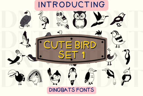 Cute Bird Set One Font - Featured Image