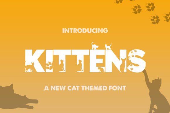 Kittens Silhouette Font - Featured Image